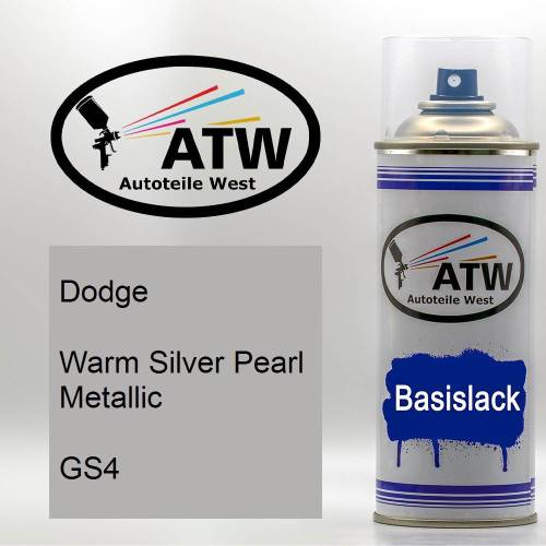 Dodge, Warm Silver Pearl Metallic, GS4: 400ml Sprühdose, von ATW Autoteile West.